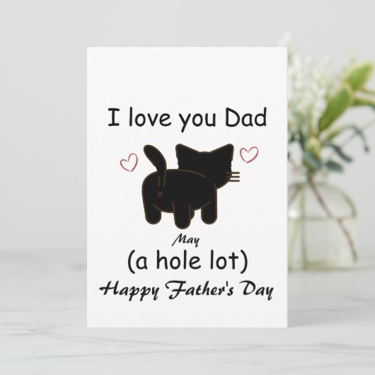 Zwarte kat Ik hou van je vader, heel veel Uitnodig Kaart (Staand voorkant)