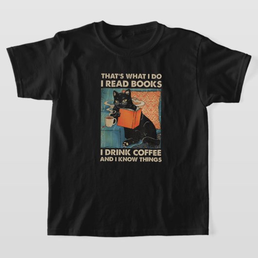 Zwarte kat ik lees boeken die ik heb Drink koffie  T-shirt (Laagn)