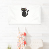 Zwarte Kat Illustratie, Doodle Schattigee Kat Clas Spandoek (Insitu)
