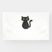 Zwarte Kat Illustratie, Doodle Schattigee Kat Clas Spandoek (Horizontaal)