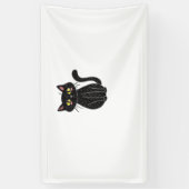 Zwarte Kat Illustratie, Doodle Schattigee Kat Clas Spandoek (Verticaal)