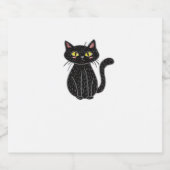 Zwarte Kat Illustratie, Doodle Schattigee Kat Clas Sparkling Wijnetiket (Enkel label)