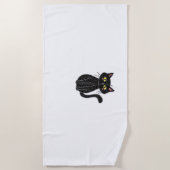 Zwarte Kat Illustratie, Doodle Schattigee Kat Clas Strandlaken (Voorkant)