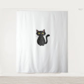 Zwarte Kat Illustratie, Doodle Schattigee Kat Clas Wandkleed (Voorkant)