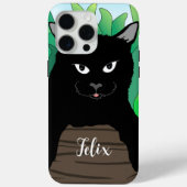 Zwarte Kat Illustratie Hoesje-Mate iPhone Case (Achterkant)