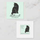 Zwarte Kat Illustratie Kattenverzorging Vierkante Visitekaartje (Voorkant / Achterkant)