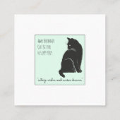 Zwarte Kat Illustratie Kattenverzorging Vierkante Visitekaartje (Achterkant)