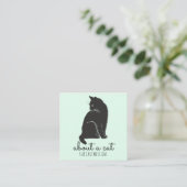 Zwarte Kat Illustratie Kattenverzorging Vierkante Visitekaartje (Staand voorkant)