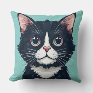 Zwarte kat illustratie kussen