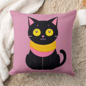 Zwarte kat illustratie kussen (Deken)