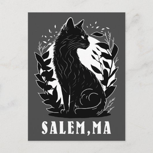 Zwarte kat illustratie | Salem Briefkaart (Voorkant)
