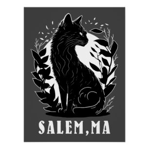 Zwarte kat illustratie Salem Perfect Poster
