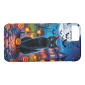 Zwarte kat in betoverd Halloween-landschap Case-Mate iPhone Case (Achterkant (Horizontaal))