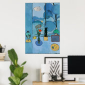 Zwarte kat in blauwe ruimte poster (Thuiskantoor)