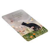 Zwarte kat in bloemen magneet (Rechterzijde)