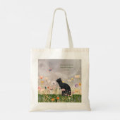 Zwarte kat in bloemen tote bag (Achterkant)