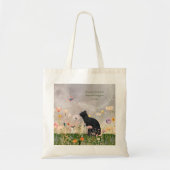 Zwarte kat in bloemen tote bag (Voorkant)