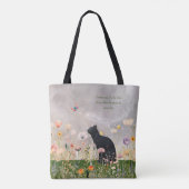 Zwarte kat in bloemen tote bag (Achterkant)