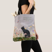 Zwarte kat in bloemen tote bag (Dichtbij)
