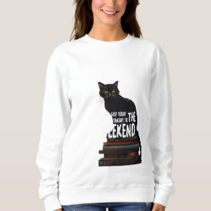 Zwarte kat in boeken "Skip to the Weekend" Trui
