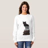 Zwarte kat in boeken "Skip to the Weekend" Trui (Voorkant volledig)