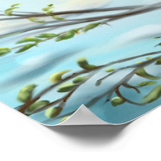 zwarte kat in boomkleurstof poster (Hoek)