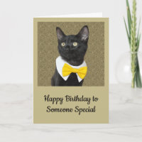 Zwarte kat in bowtie kaart
