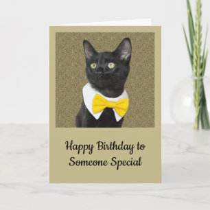 Zwarte kat in bowtie kaart