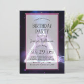 Zwarte kat in de blauwe neonhipsterdriehoek kaart (Staand voorkant)