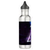 Zwarte kat in de blauwe neonhipsterdriehoek waterfles  (Links)