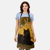Zwarte Kat in de Bloemen I Schort (Gedragen)