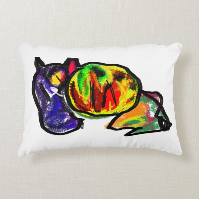 Zwarte kat in de herfst accent kussen (Voorkant)