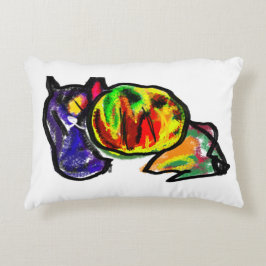 Zwarte kat in de herfst accent kussen