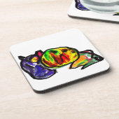 Zwarte kat in de herfst bier onderzetter (Linkerzijde)