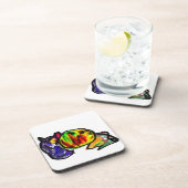 Zwarte kat in de herfst bier onderzetter (Rechterzijde)