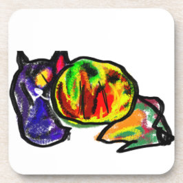 Zwarte kat in de herfst bier onderzetter