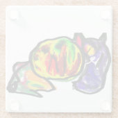 Zwarte kat in de herfst glazen onderzetter (Achterkant)