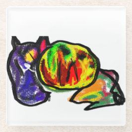 Zwarte kat in de herfst glazen onderzetter