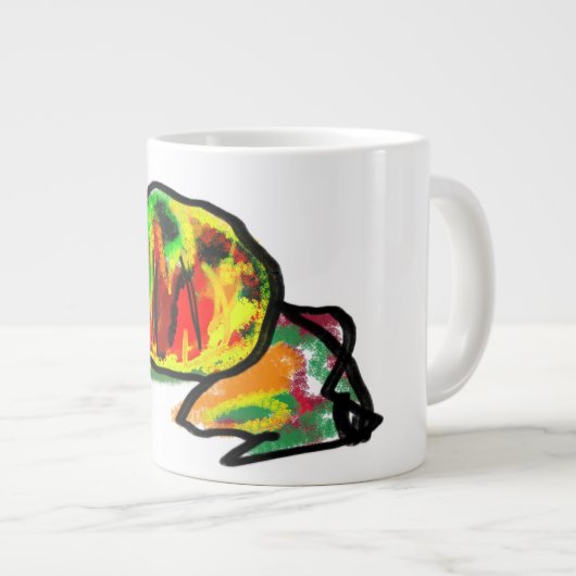 Zwarte kat in de herfst grote koffiekop (Voorkant rechts)