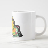 Zwarte kat in de herfst grote koffiekop (Rechts)