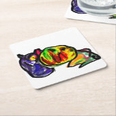 Zwarte kat in de herfst kartonnen onderzetters (Schuin)