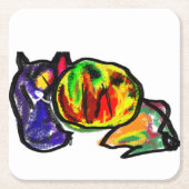 Zwarte kat in de herfst kartonnen onderzetters (Voorkant)