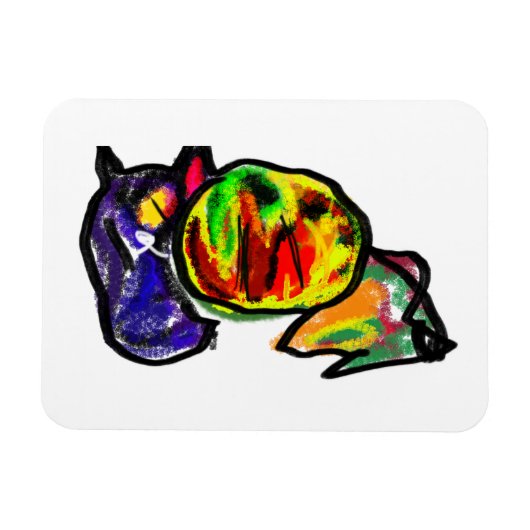 Zwarte kat in de herfst magneet (Horizontaal)