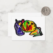 Zwarte kat in de herfst notitiekaartje (Voorkant / Achterkant in situ)