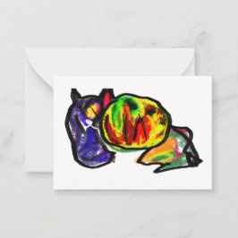 Zwarte kat in de herfst notitiekaartje