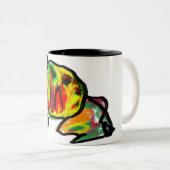 Zwarte kat in de herfst tweekleurige koffiemok (Voorkant rechts)