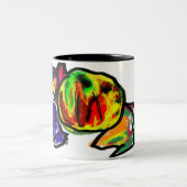 Zwarte kat in de herfst tweekleurige koffiemok (Center)