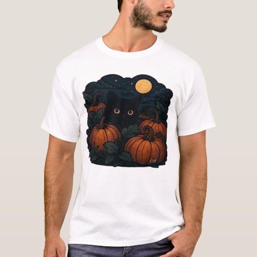 Zwarte Kat in de Patch Klassiek T-shirt (Voorkant)