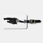 Zwarte kat in de sneeuw bagagelabel (Voorkant horizontaal)