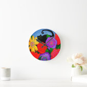 Zwarte kat in de tuin Abstracte kunst Ronde Klok (Huis)